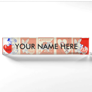 Porte-nom Pour Bureau Valentine Retro Love Hugs Motif