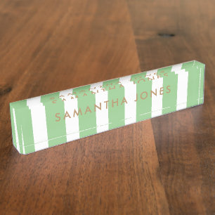 Porte-nom Pour Bureau vert blanc Grilles Gold Classic Personnalisé