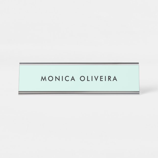 Porte-nom Pour Bureau Vert en pastel professionnel simple (Devant)