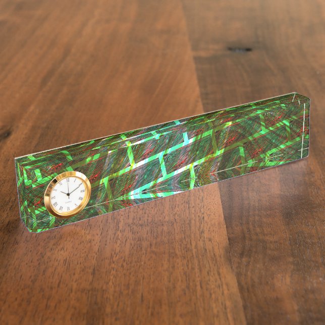 Porte-nom Pour Bureau Vert et taché, rayures et effet de mur (Taille)