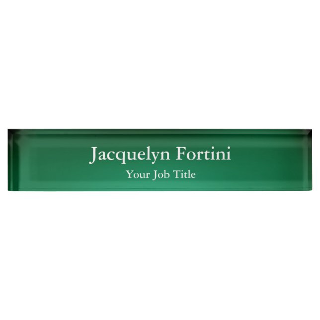 Porte-nom Pour Bureau Vert Plaine Élégant Moderne Minimaliste (Devant)