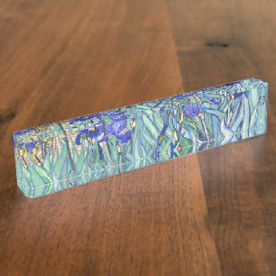 Porte-nom Pour Bureau Vincent Van Gogh Irises Floral Vintage Fine Art