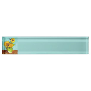 Porte-nom Pour Bureau Vincent Van Gogh Trois Tournesols Dans Un Vase