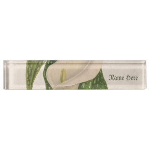 Porte-nom Pour Bureau Vintage Fleur Calla Lily Green Feuilles Closeuse