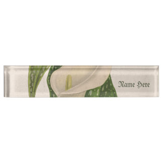Porte-nom Pour Bureau Vintage Fleur Calla Lily Green Feuilles Closeuse