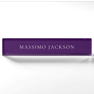 Porte-nom Pour Bureau Violet foncé minimaliste uni moderne