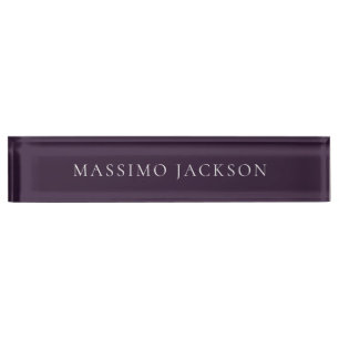 Porte-nom Pour Bureau Violet foncé minimaliste uni moderne