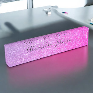 Porte-nom Pour Bureau Violet rose Ombre Parties scintillant Étincelante 