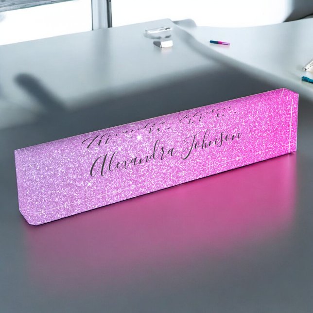 Porte-nom Pour Bureau Violet rose Ombre Parties scintillant Étincelante  (Créateur téléchargé)