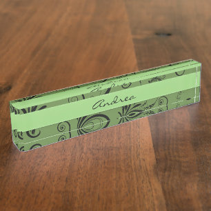 Porte-nom Pour Bureau Votre nom - damassé, ornements, tourbillonne -