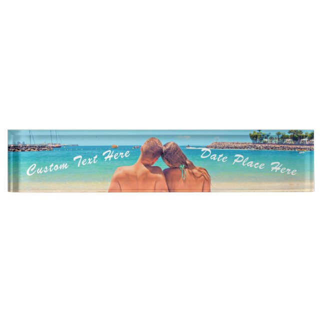 Porte-nom Pour Bureau Votre Photo Desk Nom Plaque Cadeau avec texte pers (Devant)