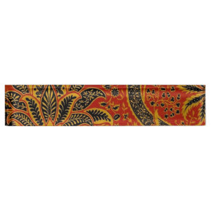Porte-nom Pour Bureau William Morris India Rouge Floral Vintage Classiqu