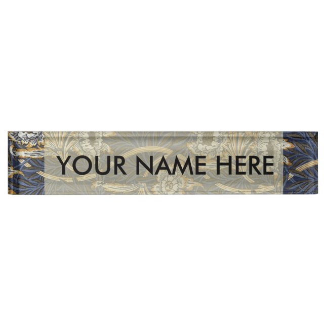 Porte-nom Pour Bureau William Morris Tulip Willow Blue Motif (Devant)