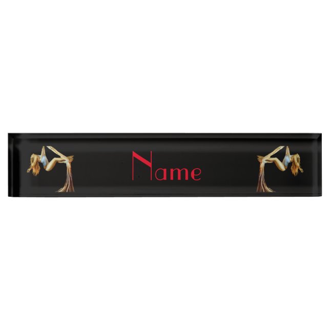 Porte-nom Pour Bureau yoga aérien Thunder_Cove (Devant)