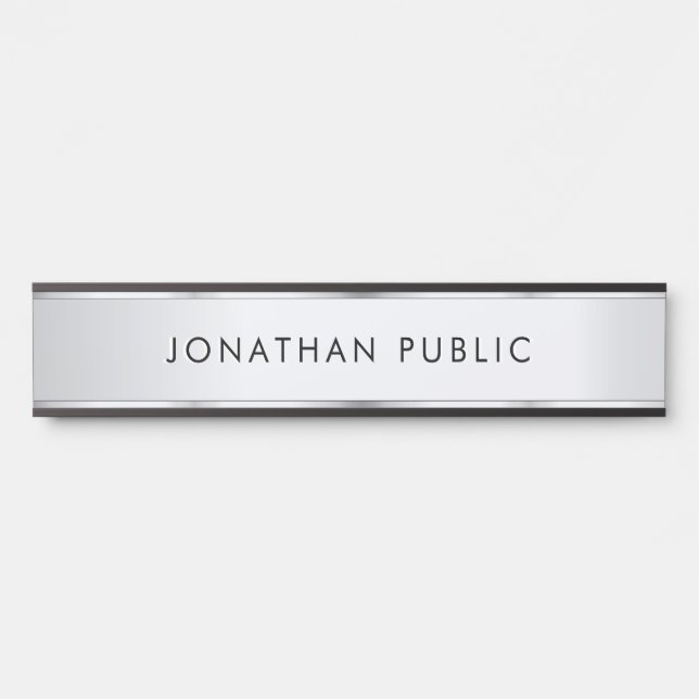 Porte-nom Pour Porte Black And Silver Custom Elegant Modern Template (Devant)
