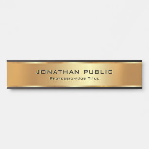 Porte-nom Pour Porte Black & Gold Custom Text Elegant Modèle moderne