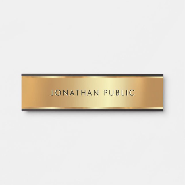 Porte-nom Pour Porte Black & Gold Elegant Business School Home Office (Devant)