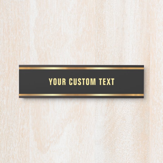 Porte-nom Pour Porte Black & Gold Template Your Custom Text Elegant (Devant)