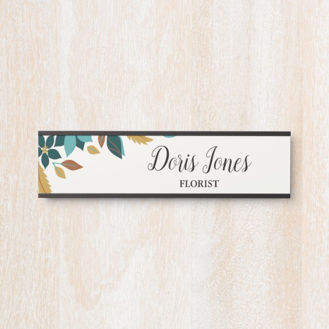 Porte-nom Pour Porte Blue beauty flower fall leaves (Devant)
