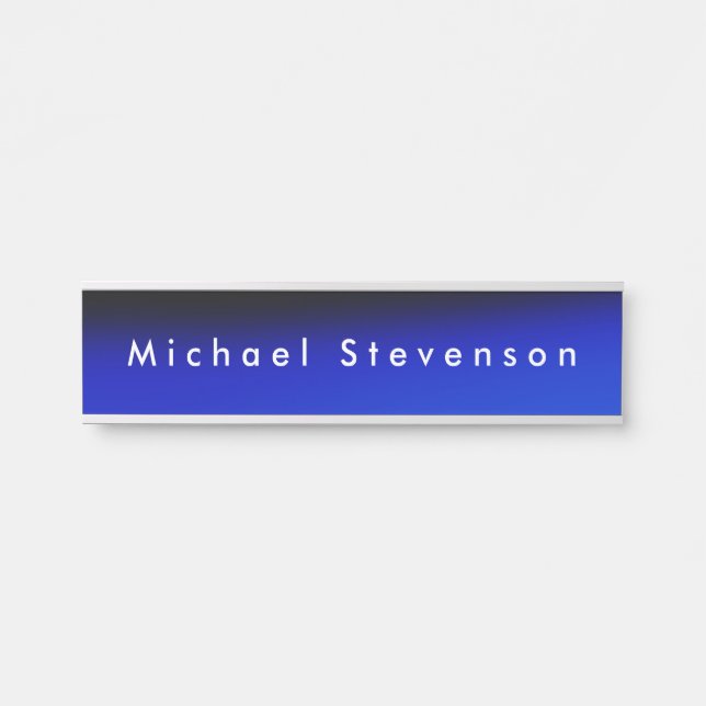 Porte-nom Pour Porte Blue Trendy Modern Professional (Devant)