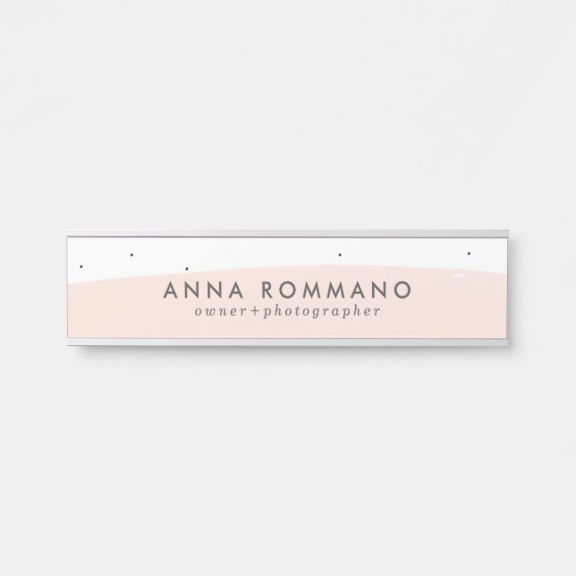 Porte-nom Pour Porte Brosse rose et blanche (Devant)