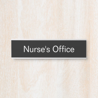 Porte-nom Pour Porte Bureau de l'infirmière Modèle de texte noir et bla