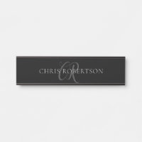 Calligraphie Monogramme Nom Black Grey Cadeau pers