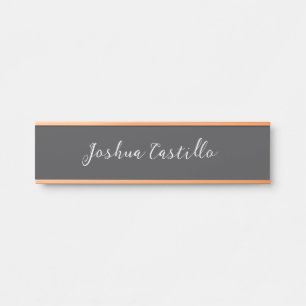 Porte-nom Pour Porte Calligraphie Simple Gris Professionnel Nom