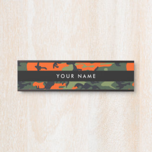 Porte-nom Pour Porte Camo Vert et Orange, Camouflage, Militaire, Armée