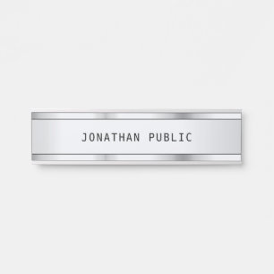 Porte-nom Pour Porte Conception minimaliste Argent Élégant Modèle moder