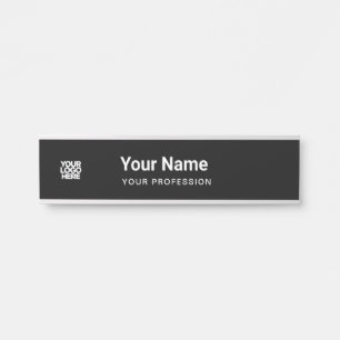 Porte-nom Pour Porte Cool Total Black Business Logo Nom Profession
