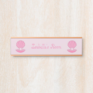 Porte-nom Pour Porte Coquille d'huîtres pour fille rose et Pearl Nom pe
