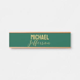 Porte-nom Pour Porte Couleur verte or élégante moderne minimaliste nom