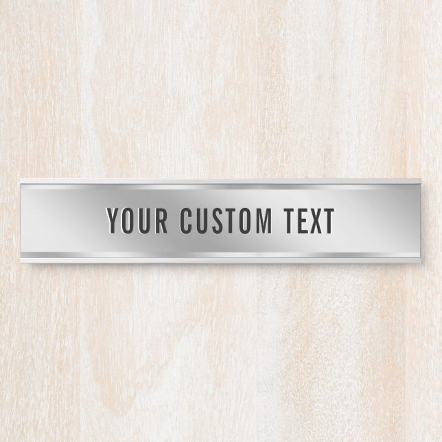 Porte-nom Pour Porte Create Your Own Custom Text Silver Template House (Devant)