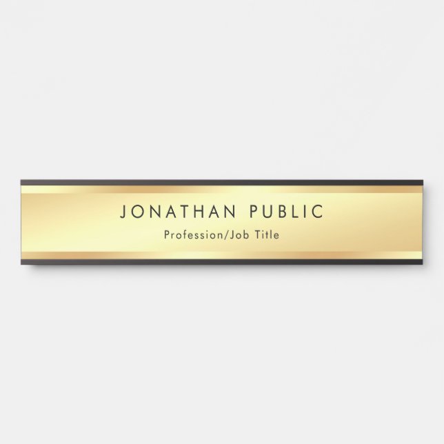 Porte-nom Pour Porte Elégant Faux Gold Moderne Modèle professionnel (Devant)