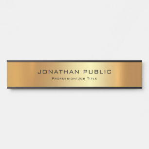 Porte-nom Pour Porte Élégant Glamour Moderne Modèle Noir Et Or