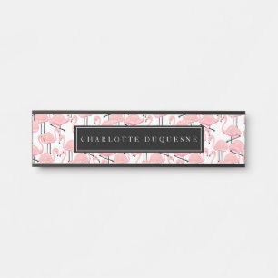 Porte-nom Pour Porte Flamants roses roses personnalisés