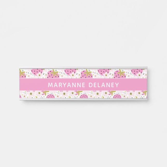 Porte-nom Pour Porte Fraises roses Nom personnalisé (Devant)
