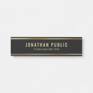 Porte-nom Pour Porte Glamour Modèle moderne Noir et Or Élégant