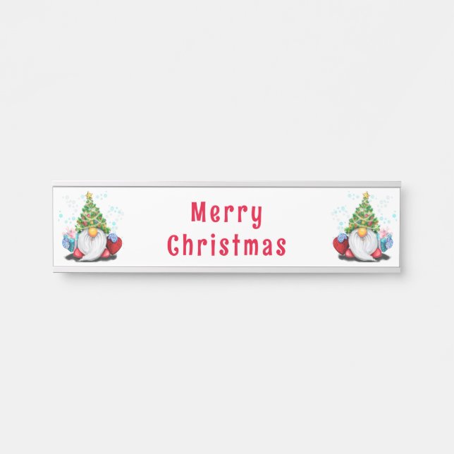 Porte-nom Pour Porte Gnomes avec cadeaux Noël (Devant)