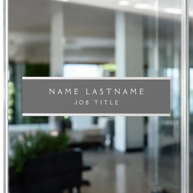 Porte-nom Pour Porte Gris Blanc Moderne Élégant Classe Professionnelle (Créateur téléchargé)