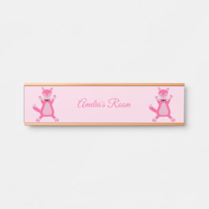 Porte-nom Pour Porte Joli Renard Fille Bébé Rose Nom Personnalisé