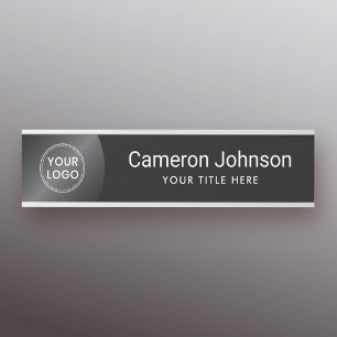 Porte-nom Pour Porte Logo personnalisé dégradé noir moderne et foncé