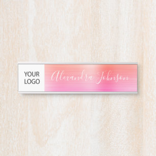 Porte-nom Pour Porte Logo Personnalisé Executive Orange Pink Profession