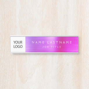 Porte-nom Pour Porte Logo personnalisé violet rose Affaires