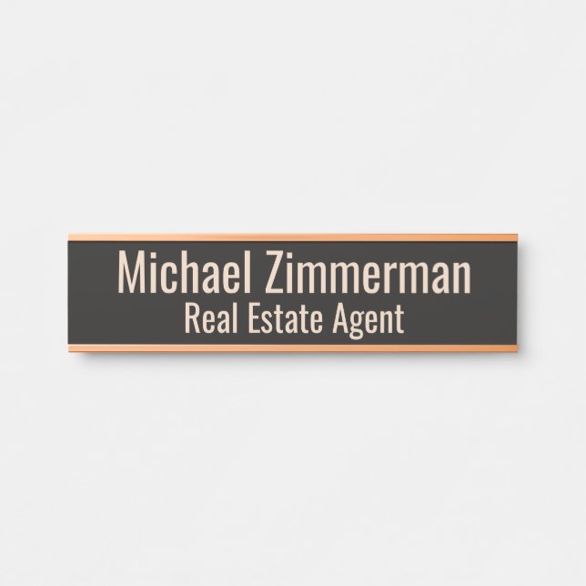 Porte-nom Pour Porte Luxury Realtor Real Estate Agent Office Door Sign (Devant)