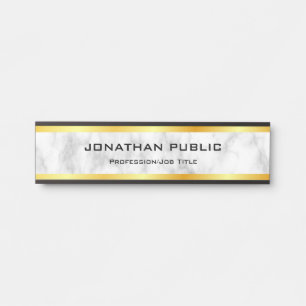 Porte-nom Pour Porte Marbre blanc or Faux Modèle élégant