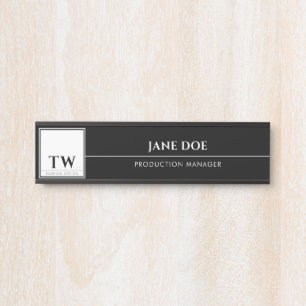 Porte-nom Pour Porte Mode Design noir