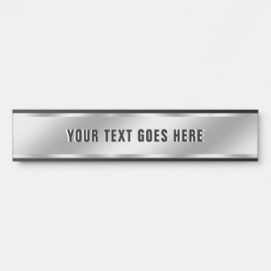 Porte-nom Pour Porte Modèle de texte personnalisé de luxe aspect argent