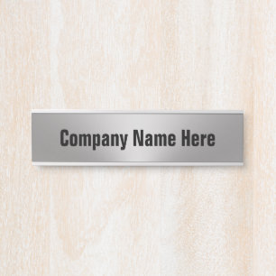 Porte-nom Pour Porte Modèle du nom de l'entreprise Silver and Black